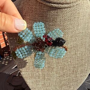 Mindy Lam Turquoise Brooch with LadyBug